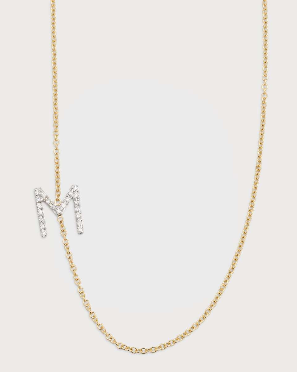 Diamond Asymmetrical Initial Necklace, M